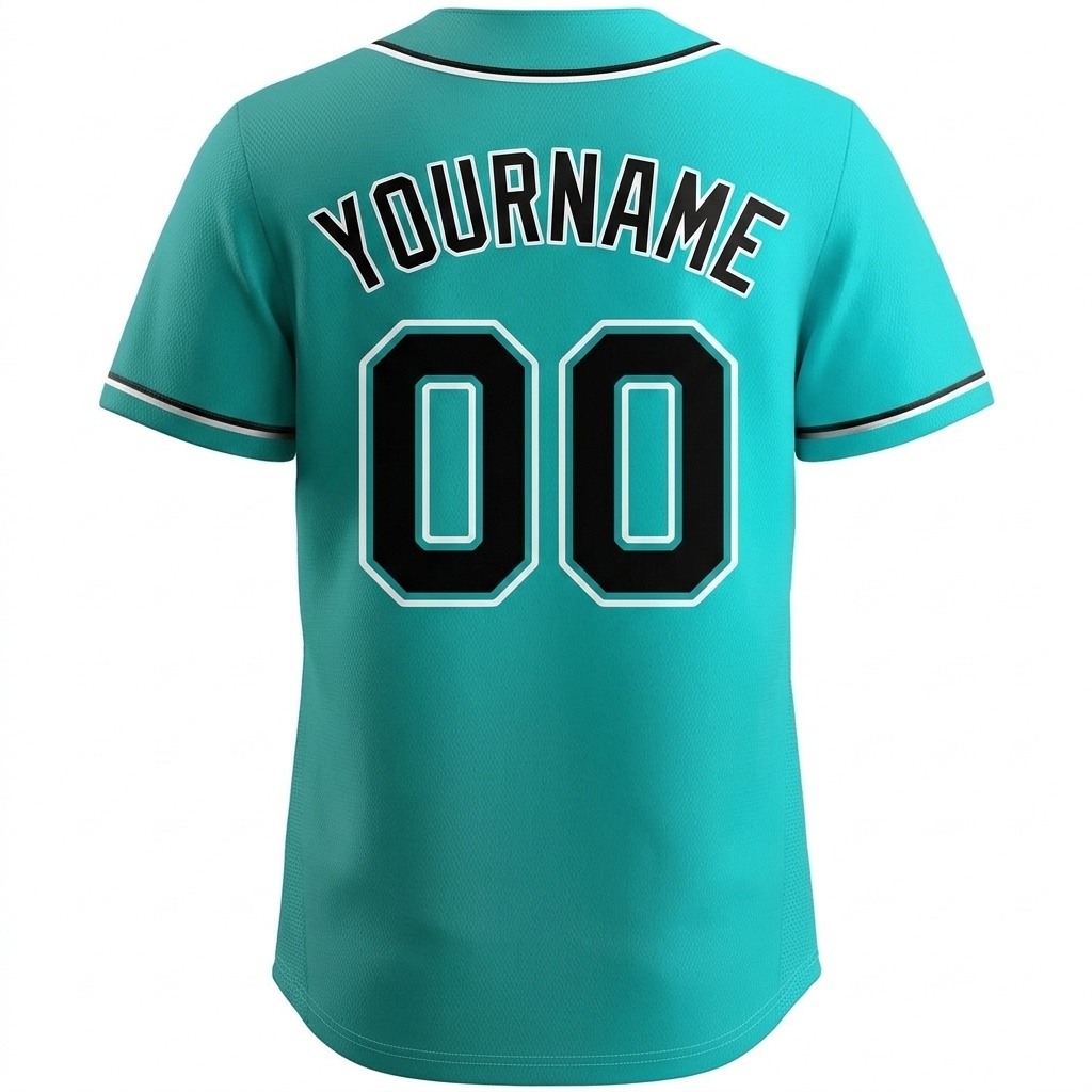 Custom Aqua & Navy/White Gradient Fashion Baseball Jersey