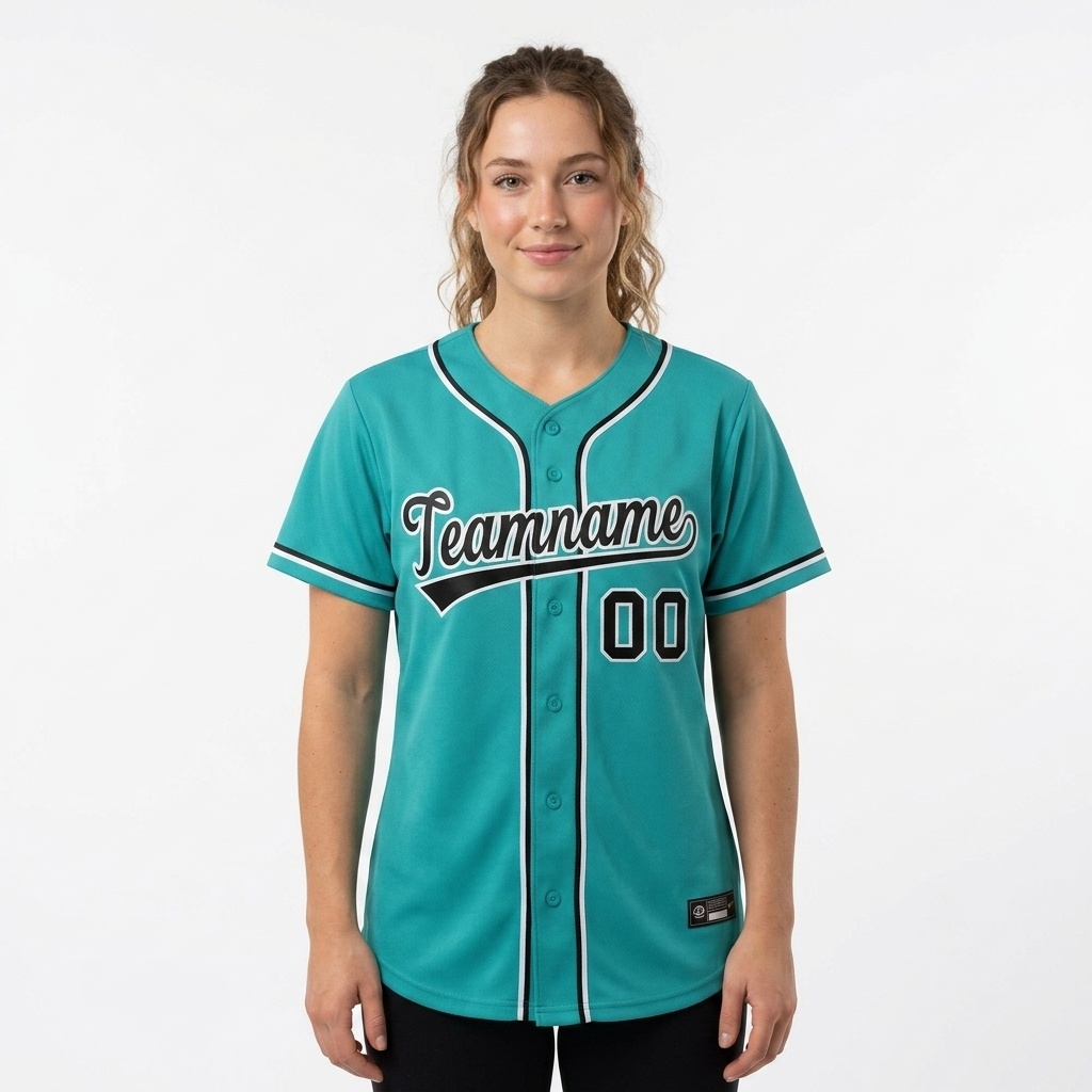 Custom Aqua & Navy/White Gradient Fashion Baseball Jersey