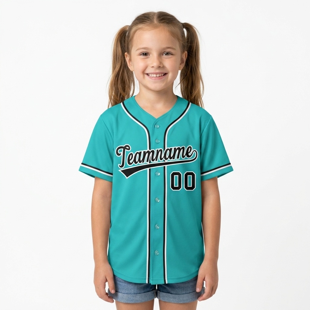 Custom Aqua & Navy/White Gradient Fashion Baseball Jersey