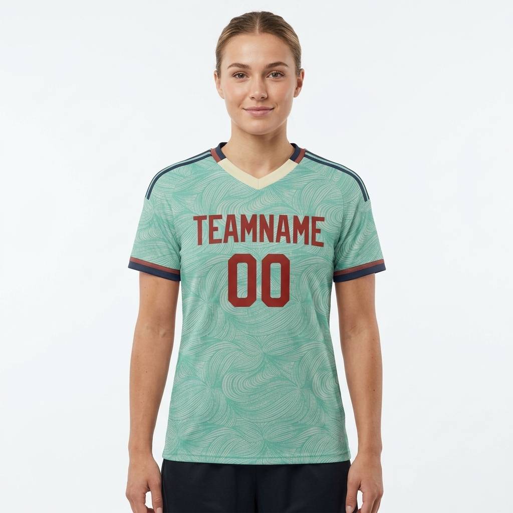Custom Aqua & Red/White Custom Soccer Jersey