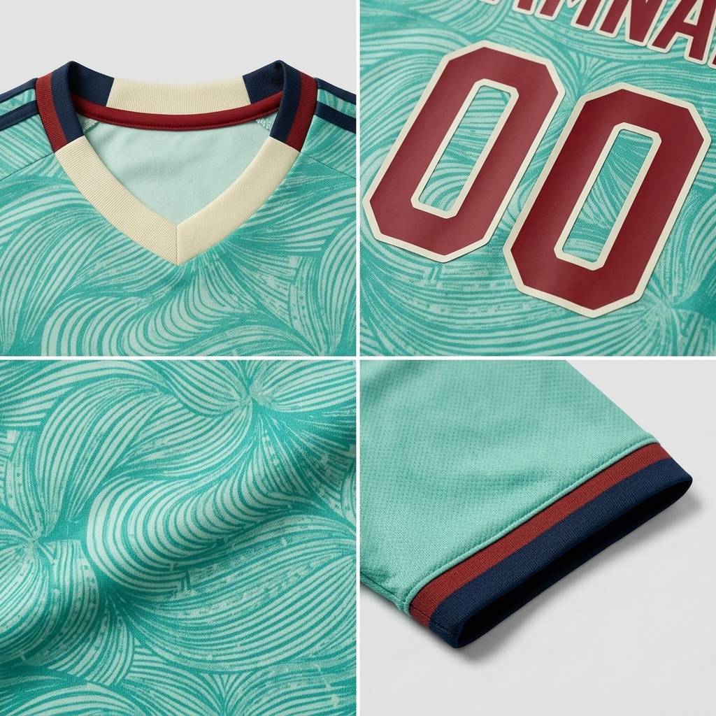 Custom Aqua & Red/White Custom Soccer Jersey