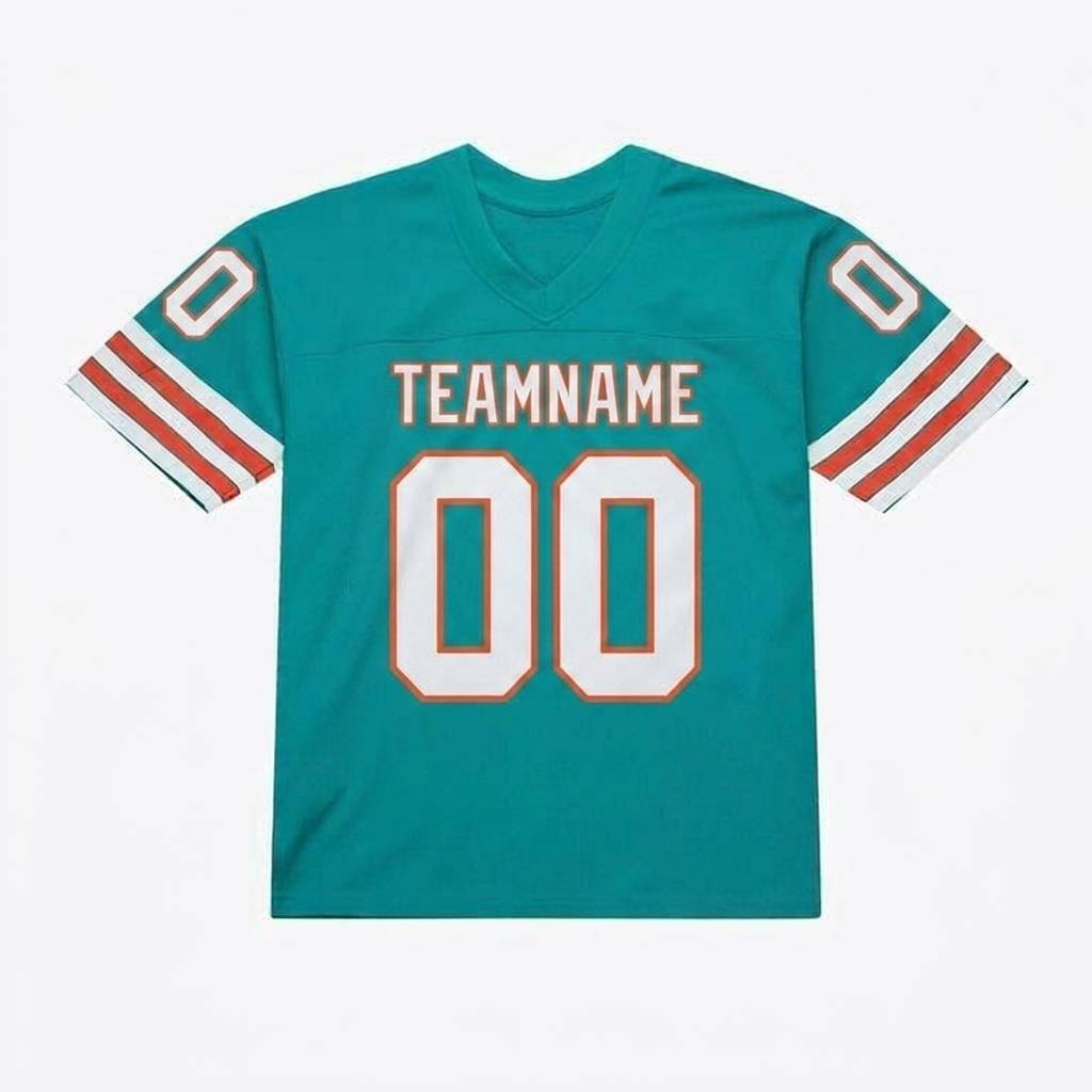 Custom Aqua & White/Red Classic Football Jersey