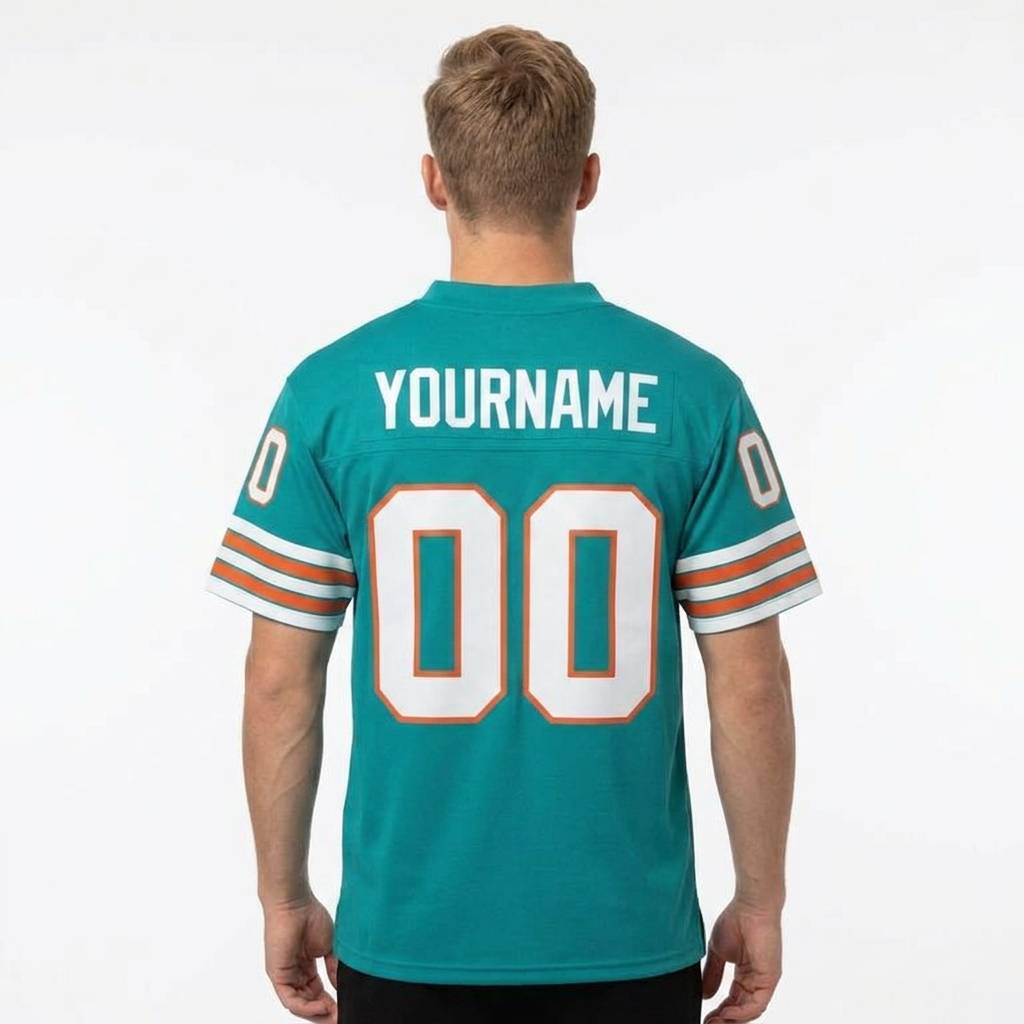 Custom Aqua & White/Red Classic Football Jersey