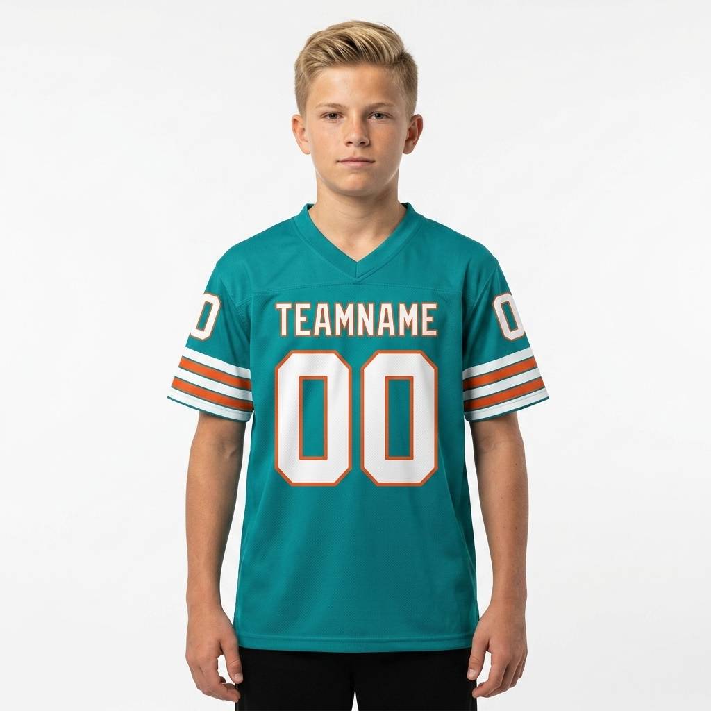 Custom Aqua & White/Red Classic Football Jersey