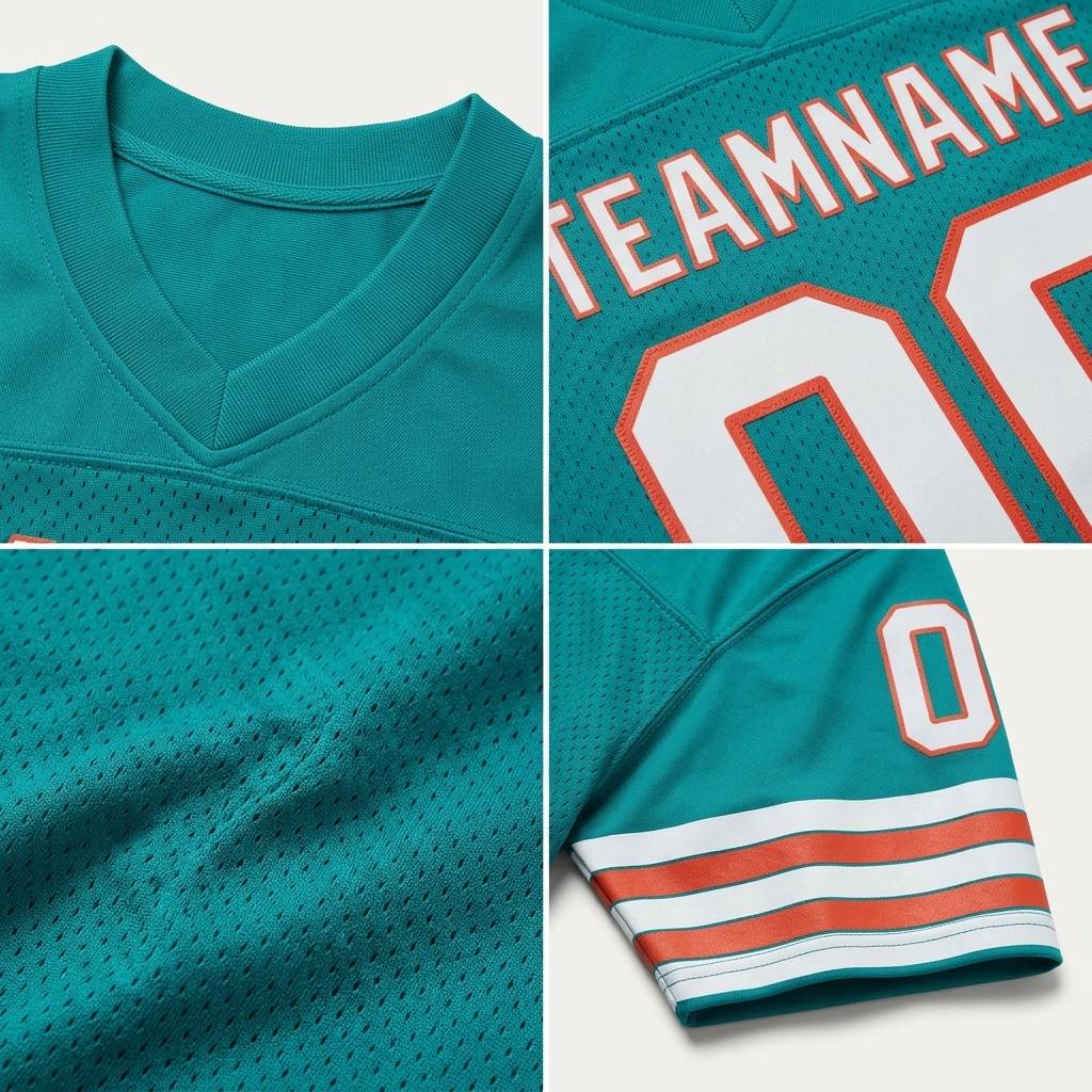 Custom Aqua & White/Red Classic Football Jersey