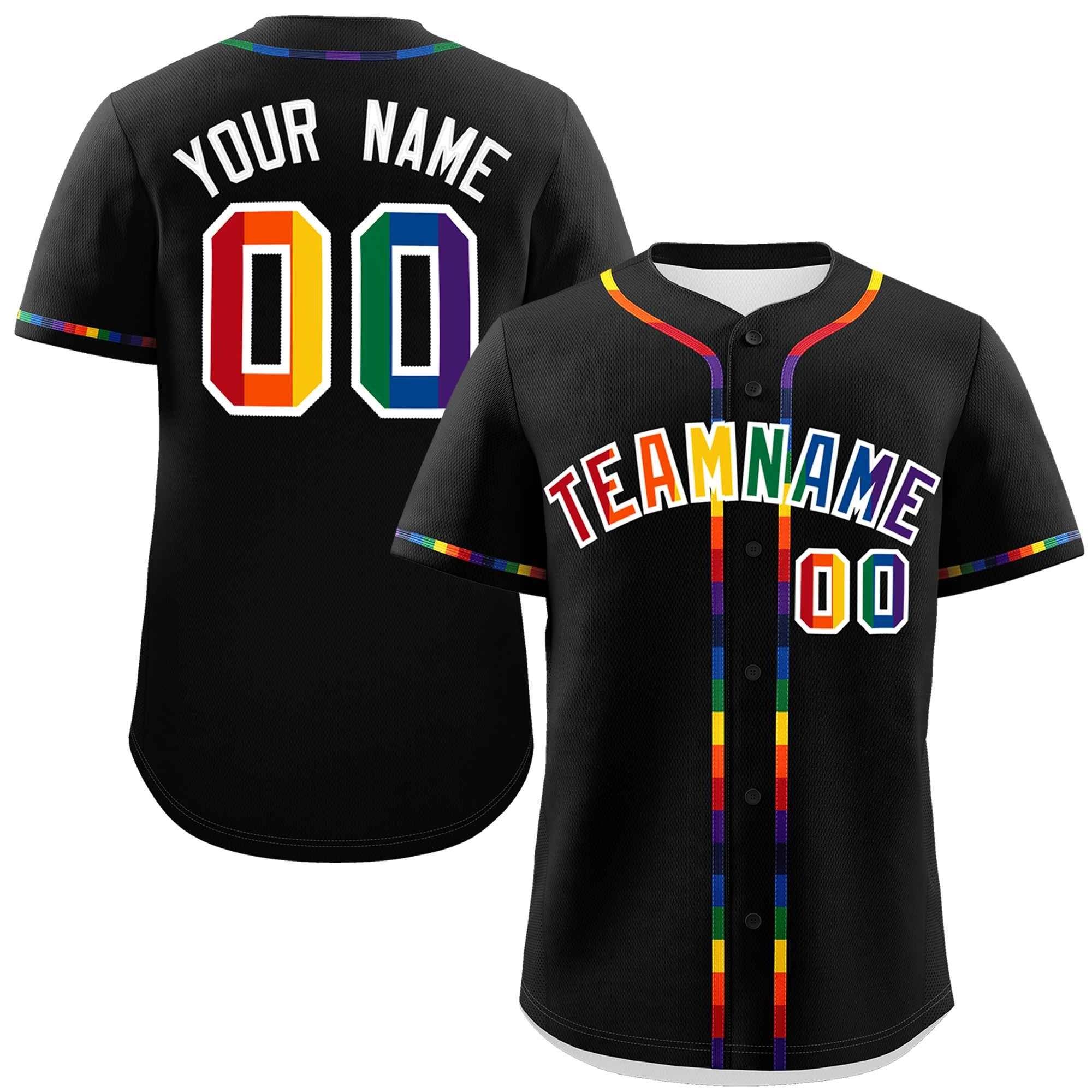 Custom Black Rainbow For Pride Month Classic Style Baseball Jersey