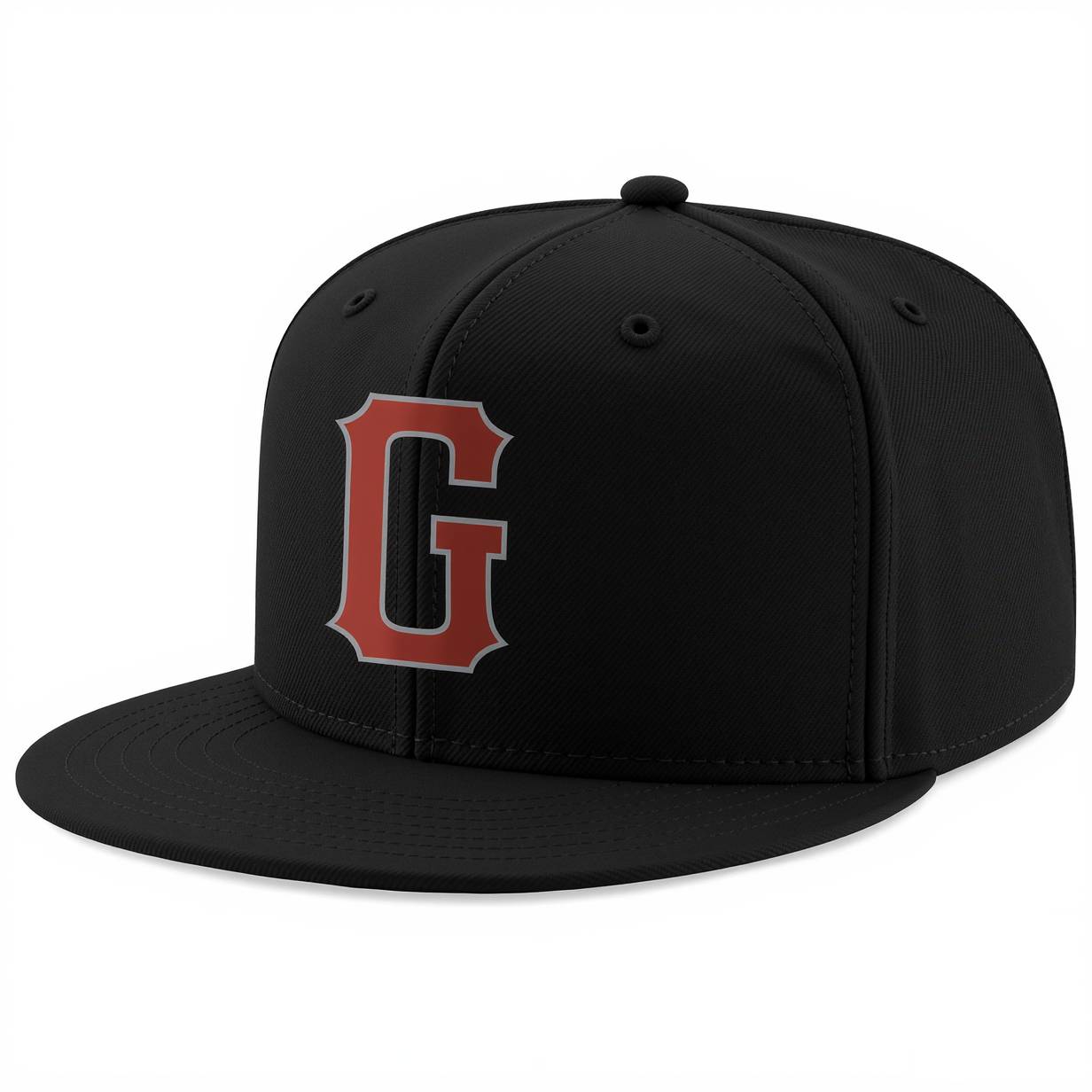 Custom Black & Red/Grey Stitched Adjustable Snapback Hat