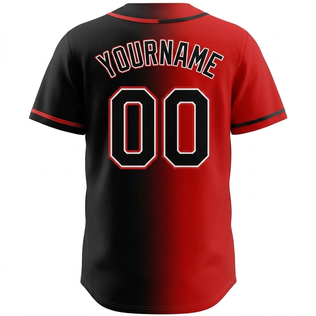 Custom Black & Red/White Gradient Fashion Baseball Jersey