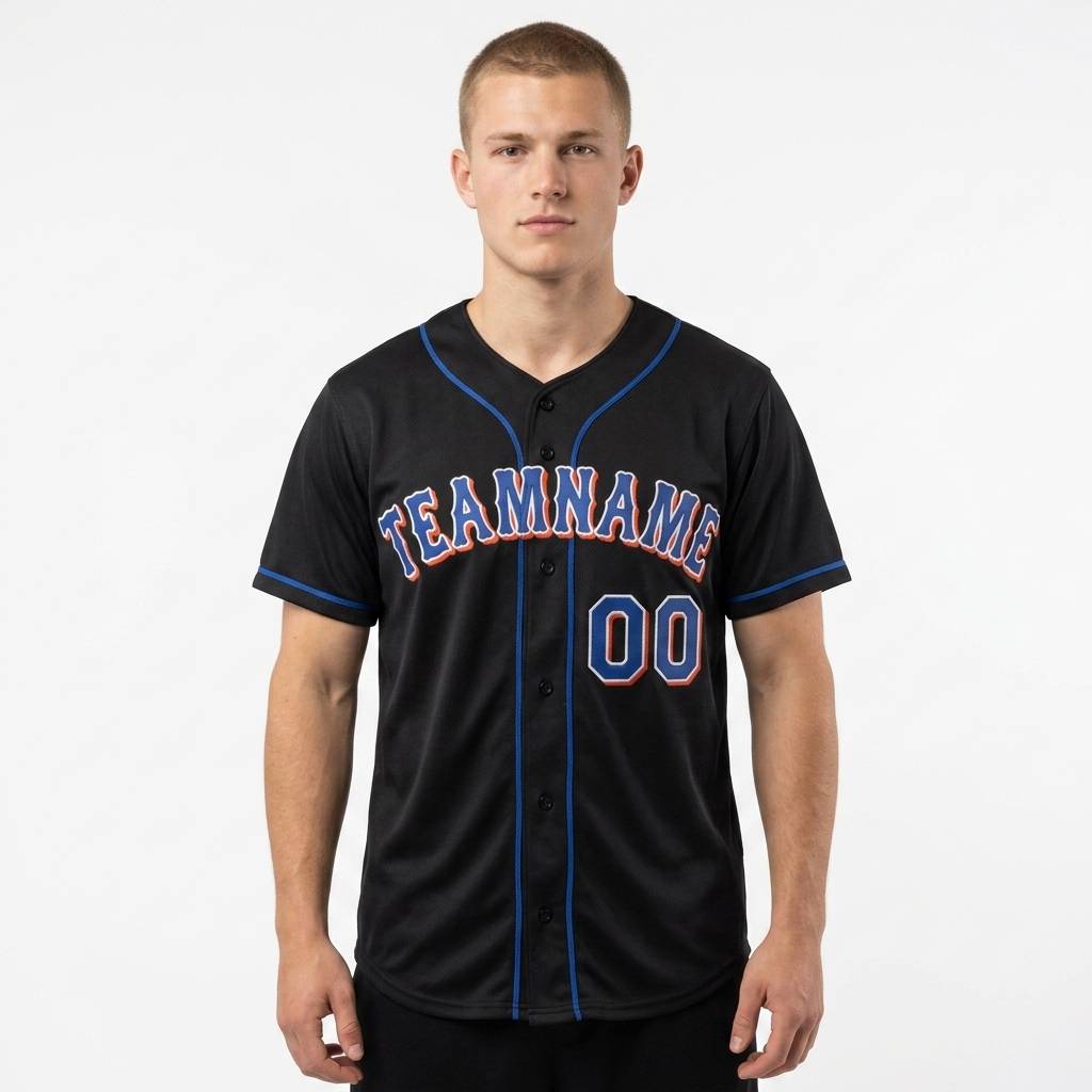 Custom Black & Royal/Orange Baseball Classic Jersey