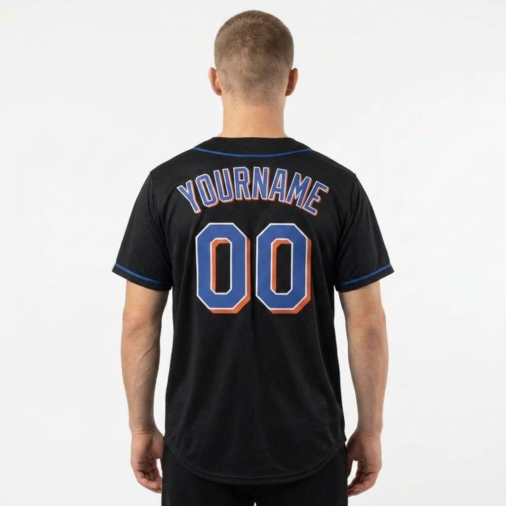 Custom Black & Royal/Orange Baseball Classic Jersey