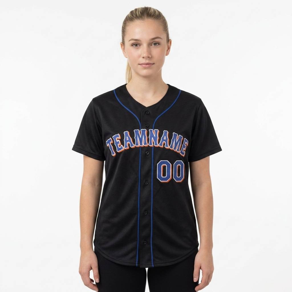 Custom Black & Royal/Orange Baseball Classic Jersey