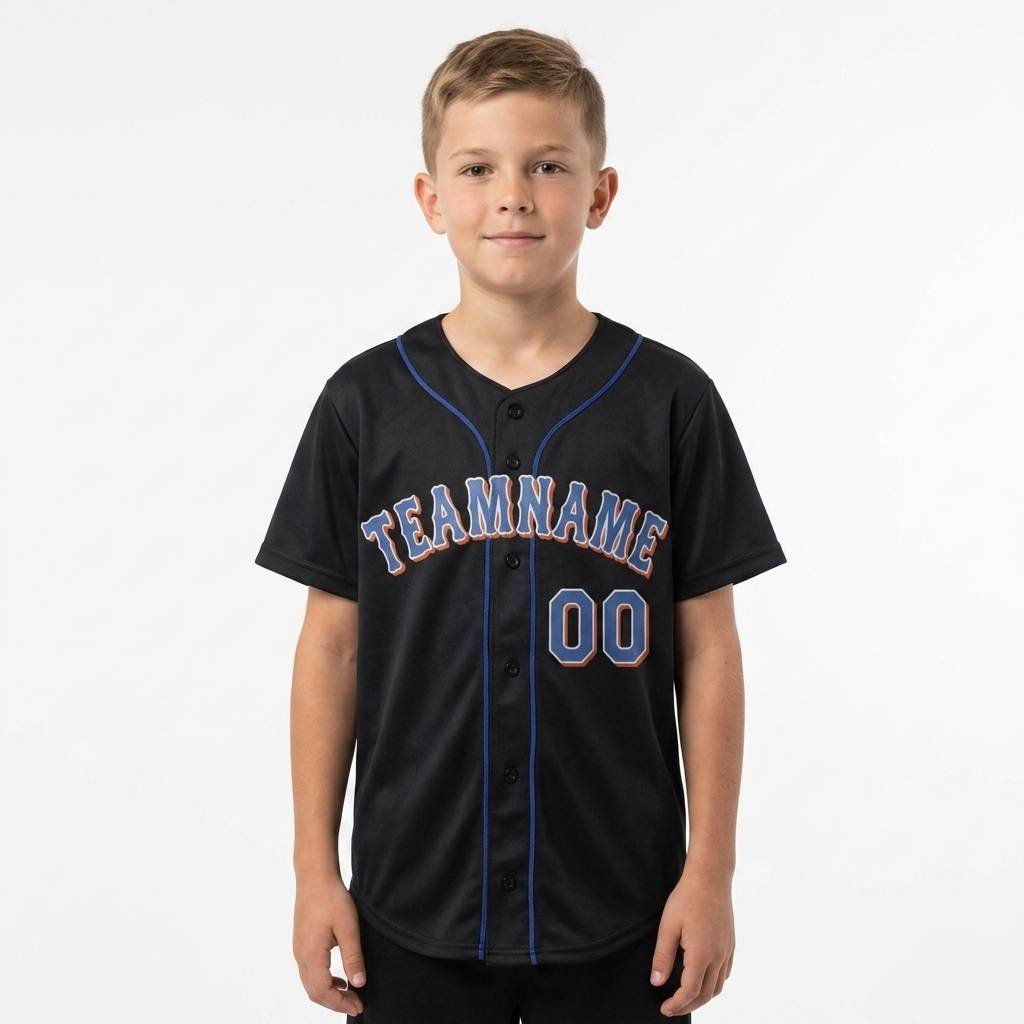 Custom Black & Royal/Orange Baseball Classic Jersey