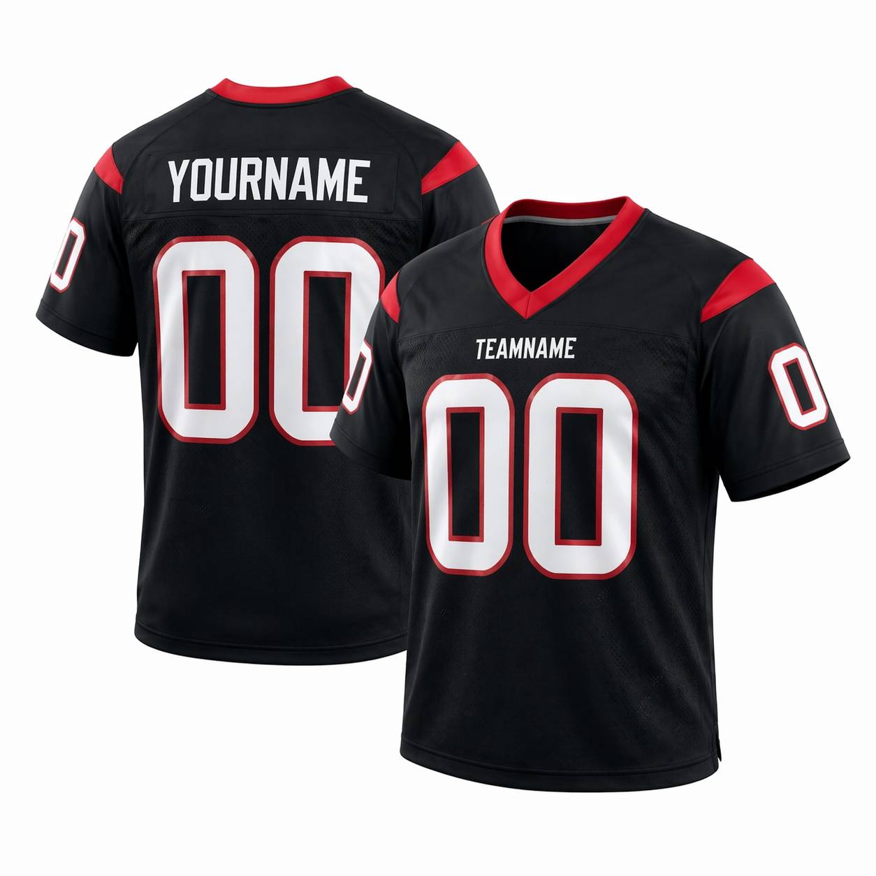 Custom Black & White/Red Classic Football Jersey