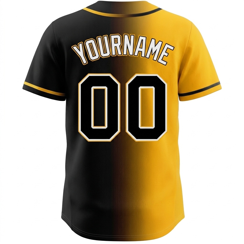 Custom Black & Yellow/White Gradient Fashion Baseball Jersey