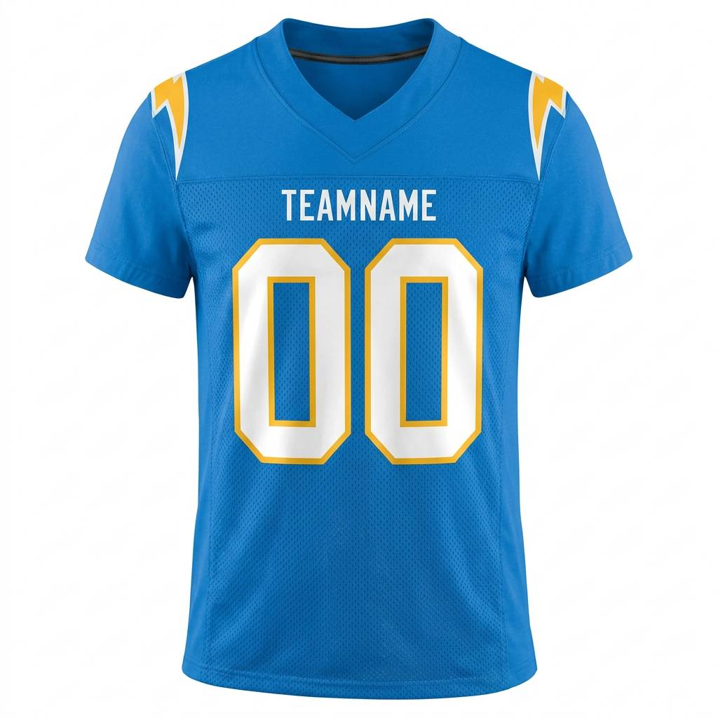 Custom Blue Shock Fit Football Jersey