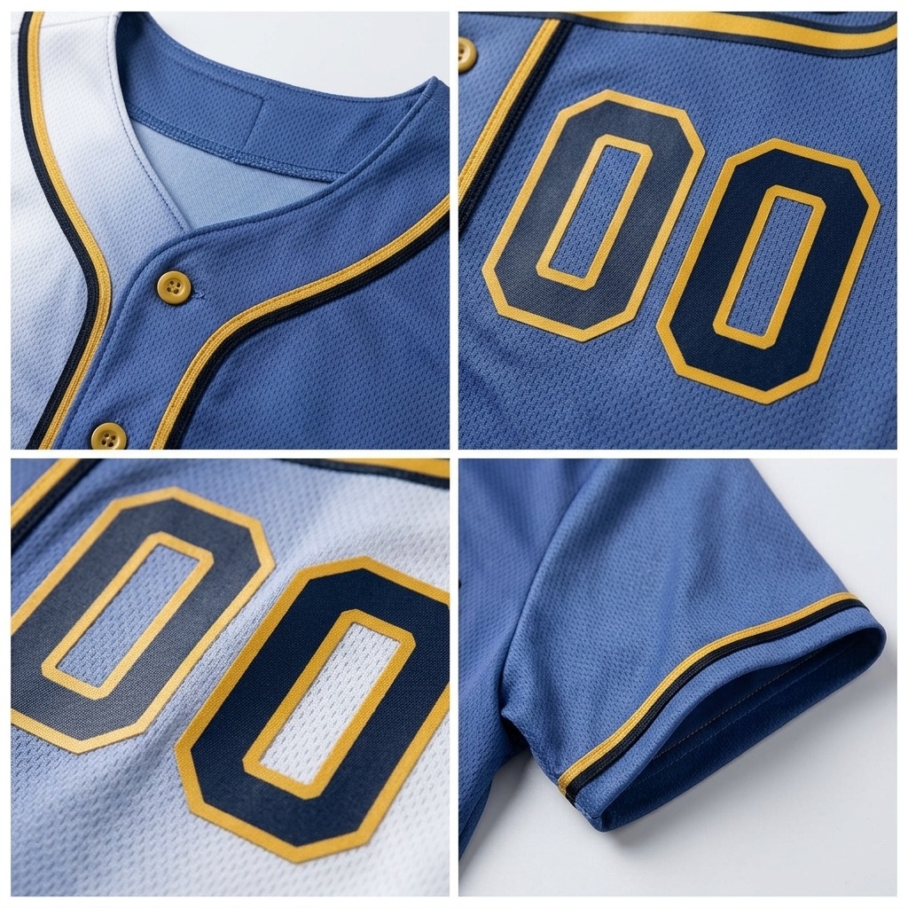 Custom Blue & White/Yellow Gradient Fashion Baseball Jersey