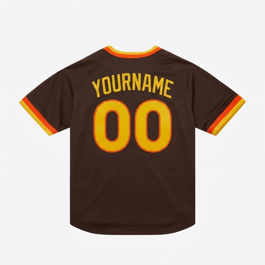 Custom Brown & Yellow/Orange Baseball Classic Jersey