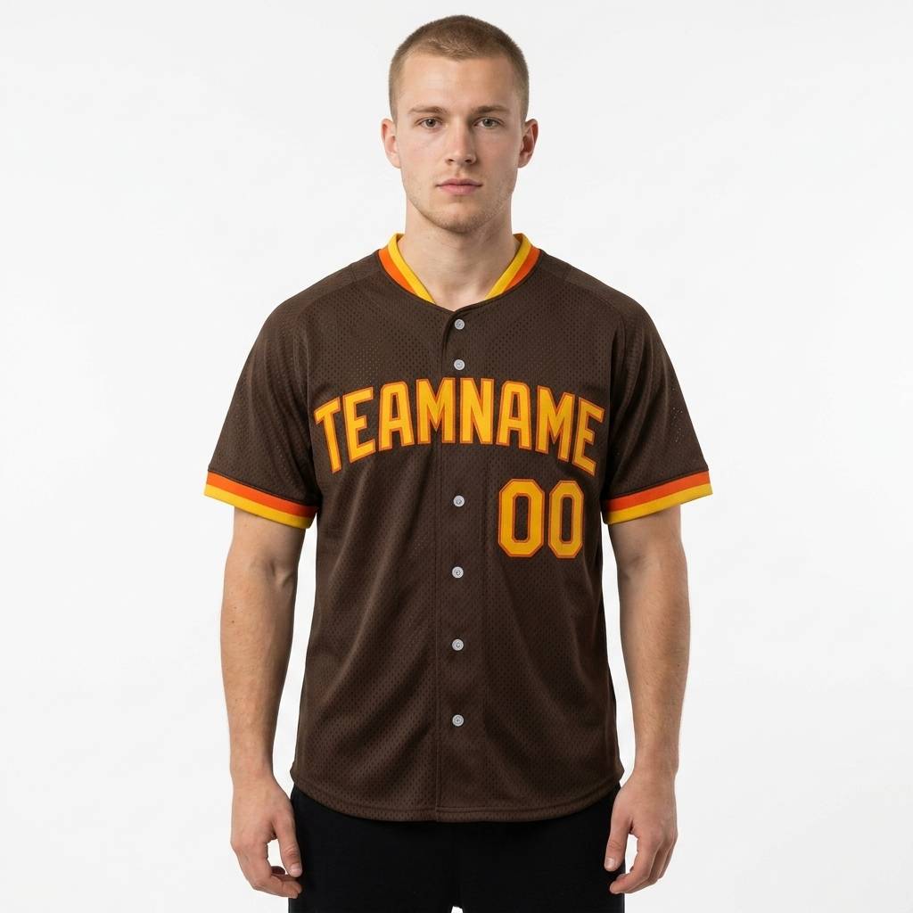 Custom Brown & Yellow/Orange Baseball Classic Jersey