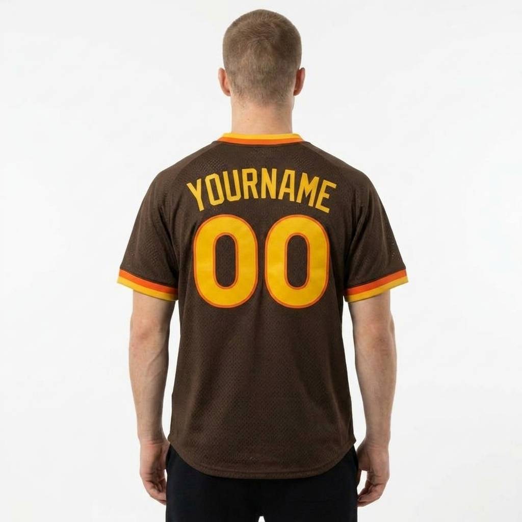 Custom Brown & Yellow/Orange Baseball Classic Jersey