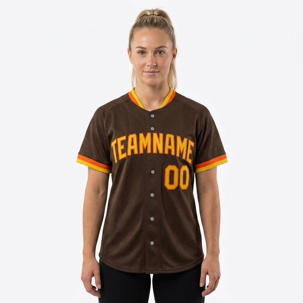 Custom Brown & Yellow/Orange Baseball Classic Jersey
