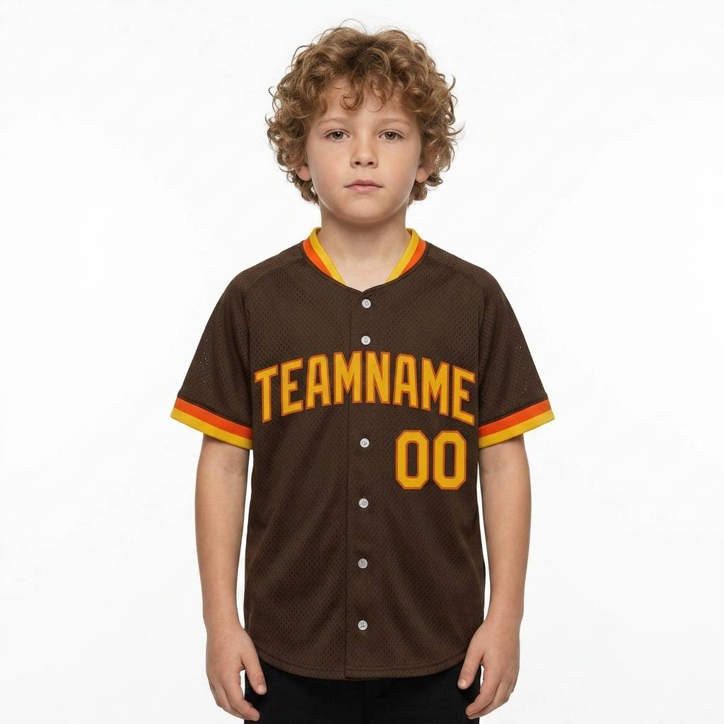 Custom Brown & Yellow/Orange Baseball Classic Jersey