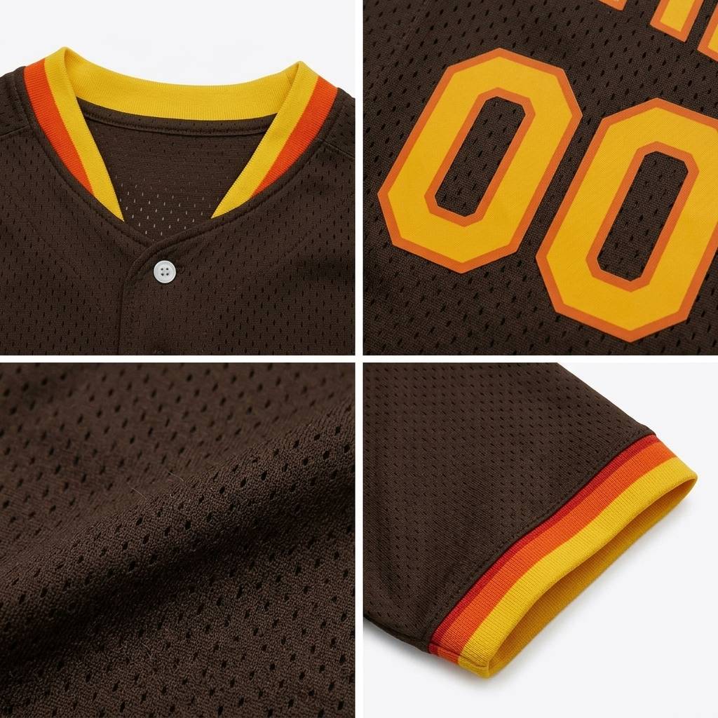 Custom Brown & Yellow/Orange Baseball Classic Jersey