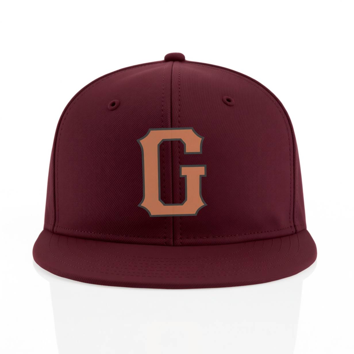 Custom Burgundy & Beige/Grey Stitched Adjustable Snapback Hat