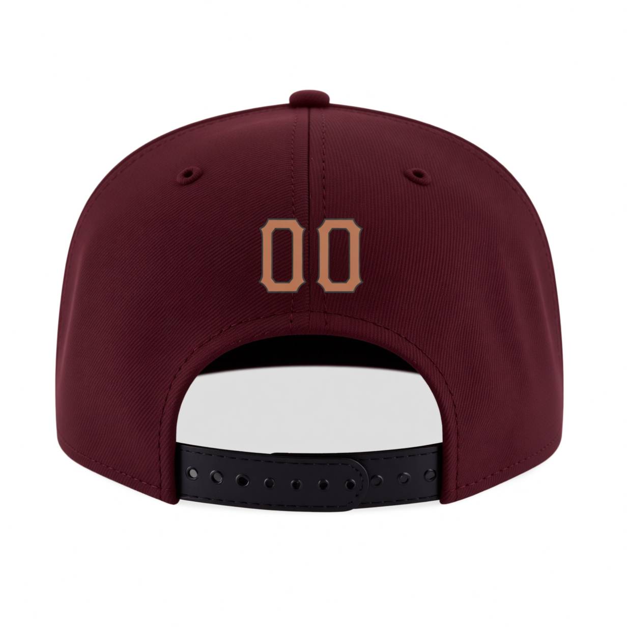 Custom Burgundy & Beige/Grey Stitched Adjustable Snapback Hat