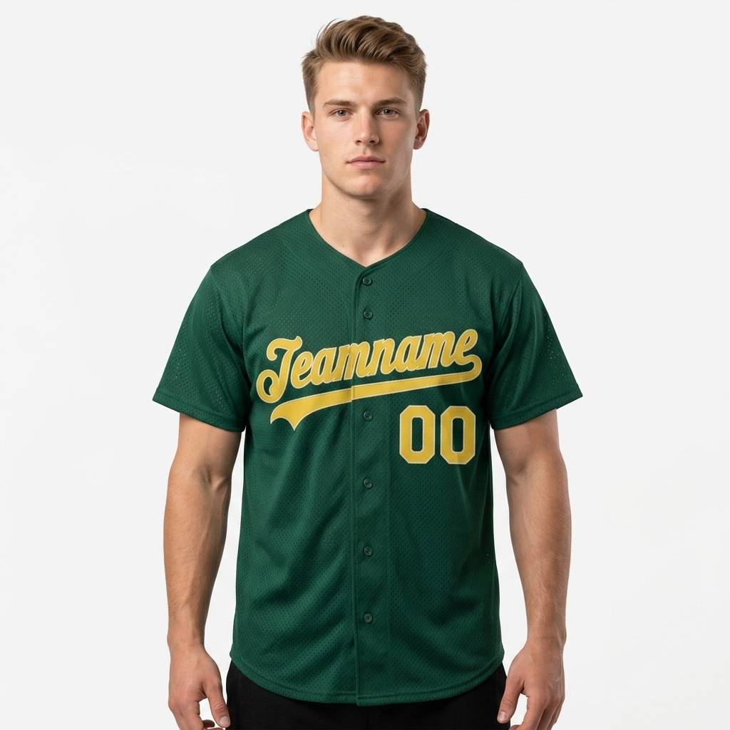 Custom Dark Green & Yellow/White Baseball Classic Jersey