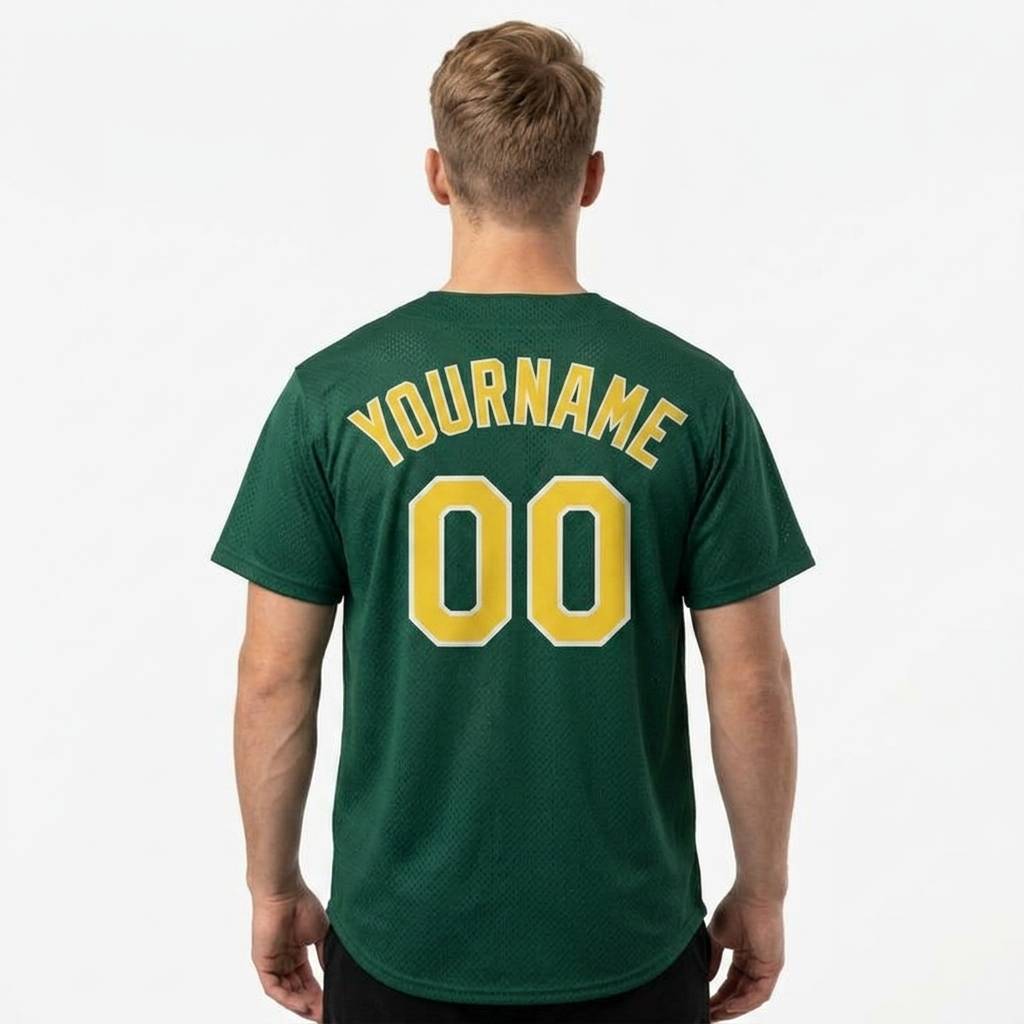 Custom Dark Green & Yellow/White Baseball Classic Jersey