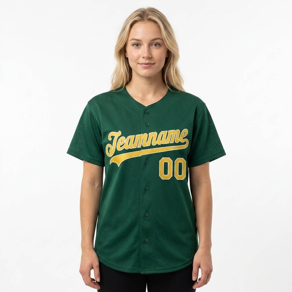 Custom Dark Green & Yellow/White Baseball Classic Jersey