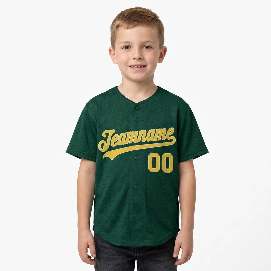 Custom Dark Green & Yellow/White Baseball Classic Jersey
