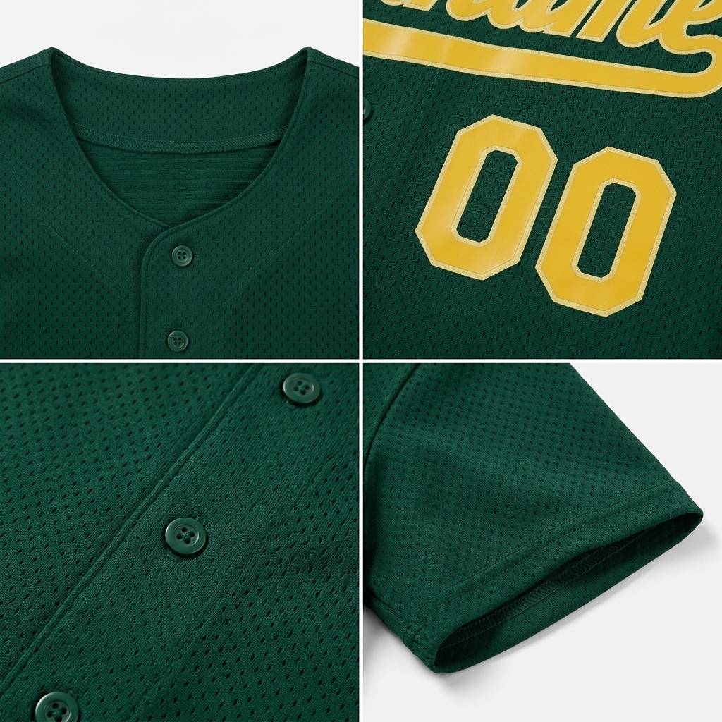 Custom Dark Green & Yellow/White Baseball Classic Jersey