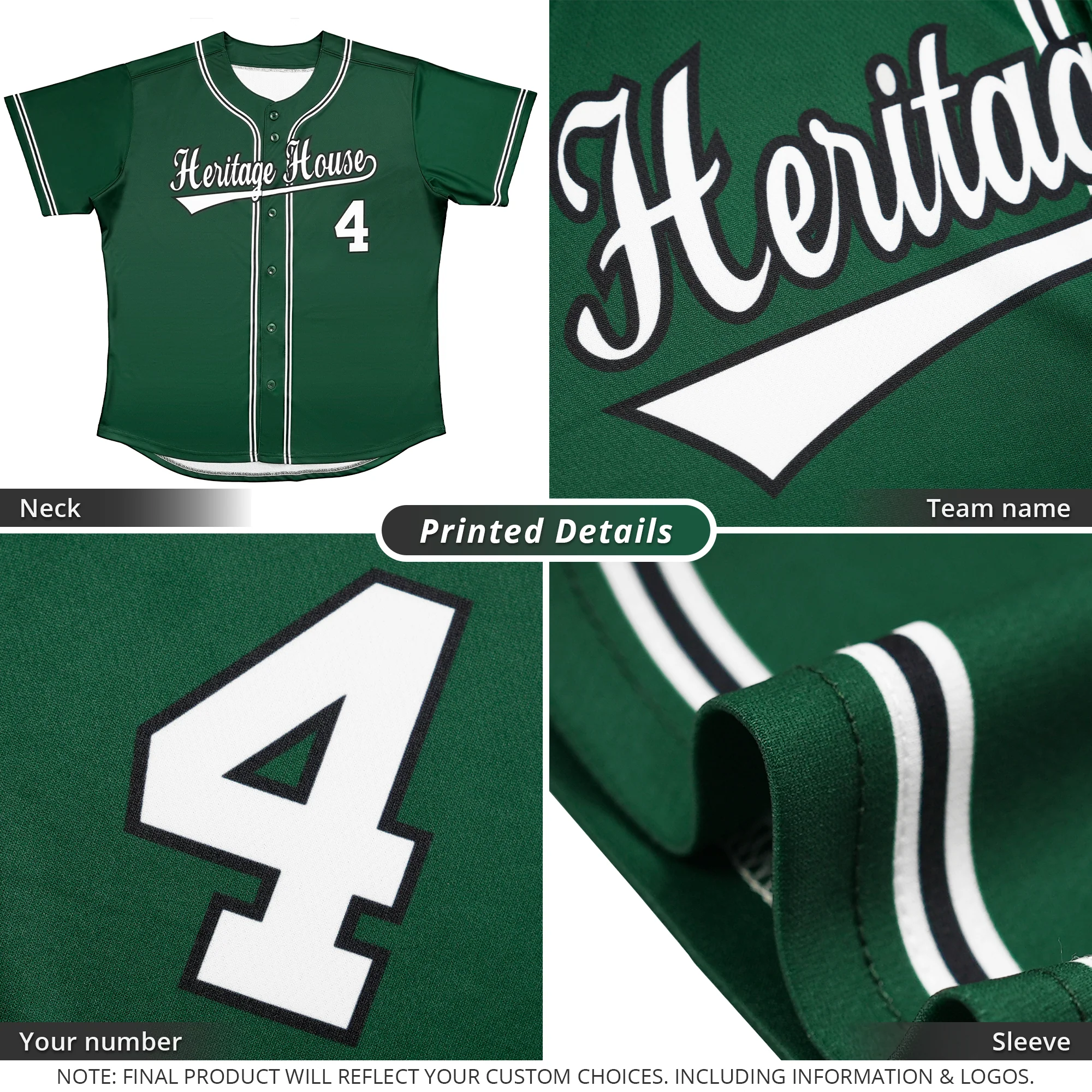 Custom Green White-Black Classic Style Authentic Baseball Jersey