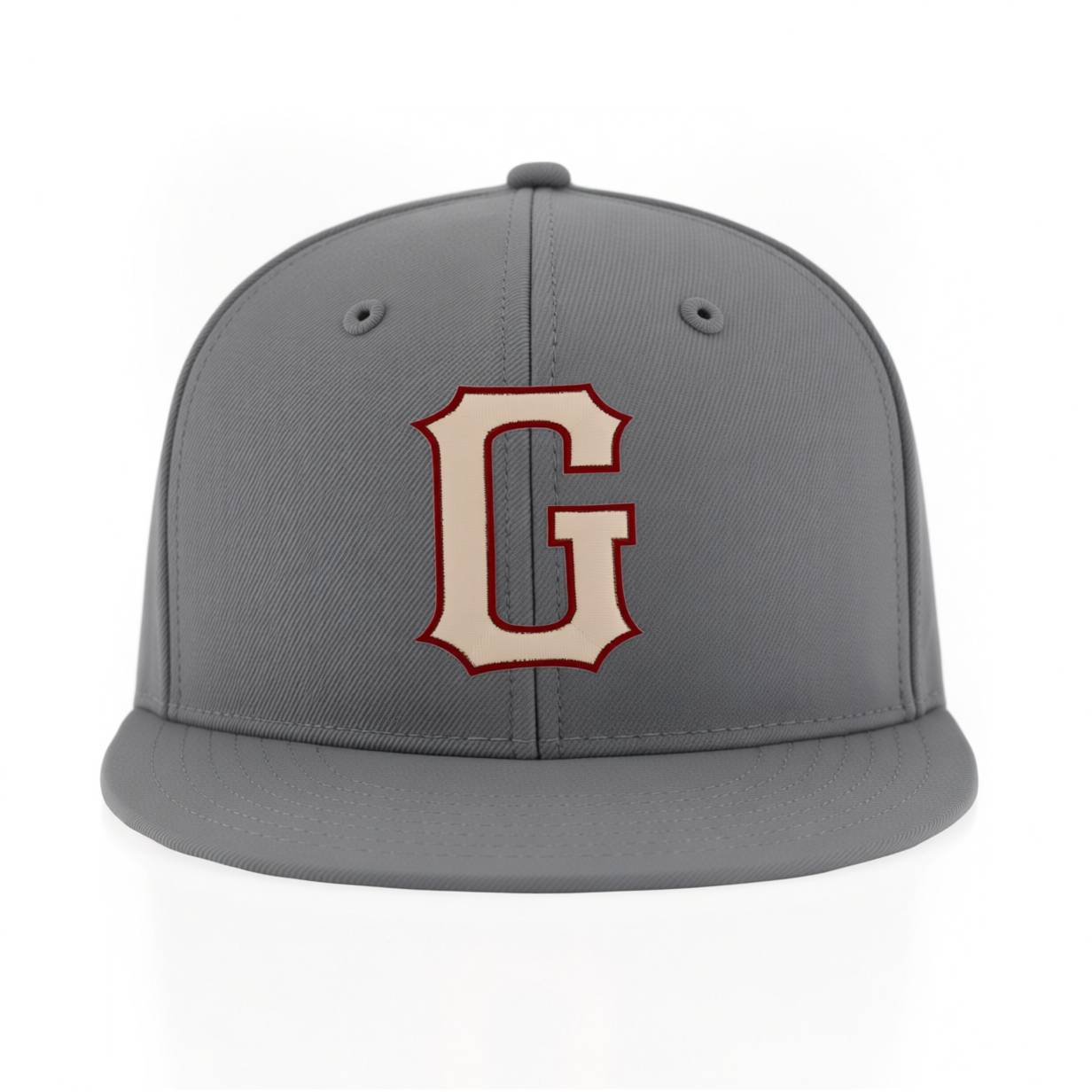Custom Grey & Beige/Burgundy Stitched Adjustable Snapback Hat