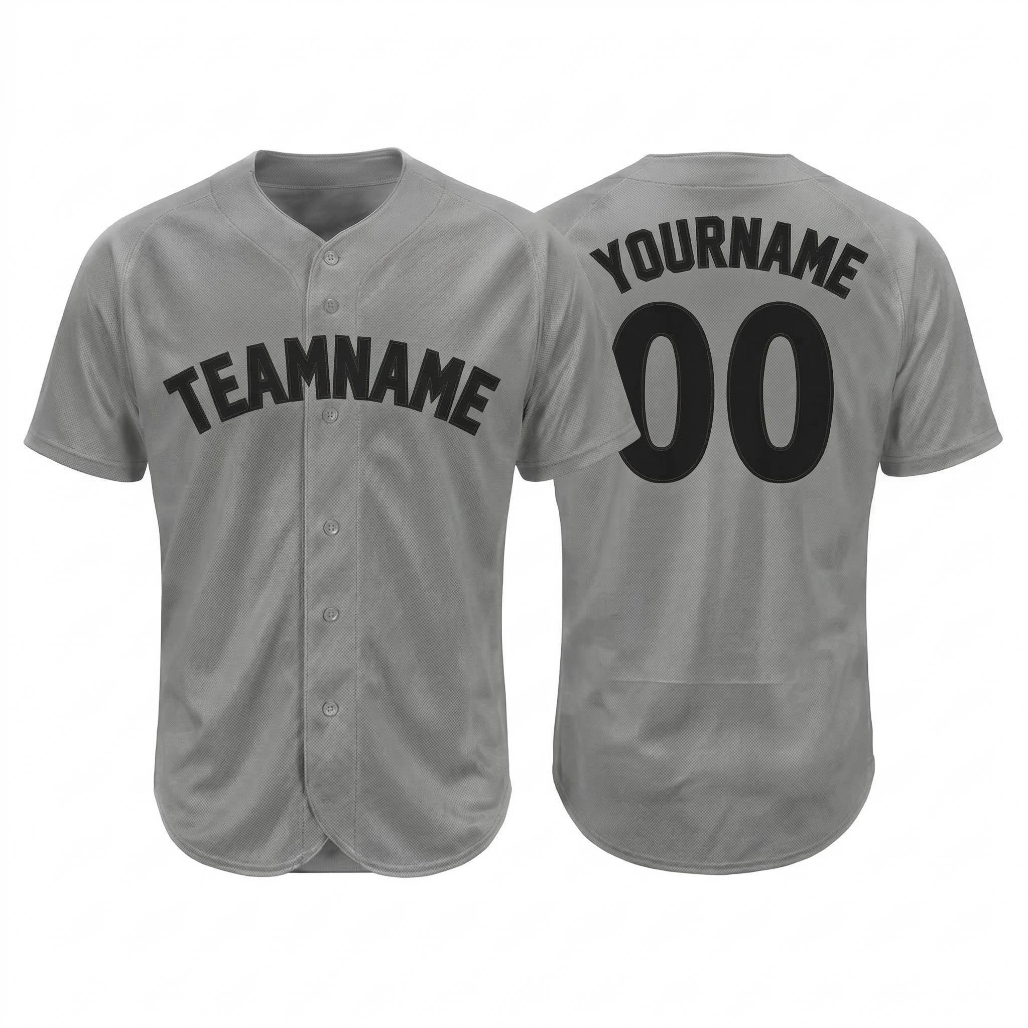Custom Grey & Navy Blue Classic Fashion Baseball Jersey