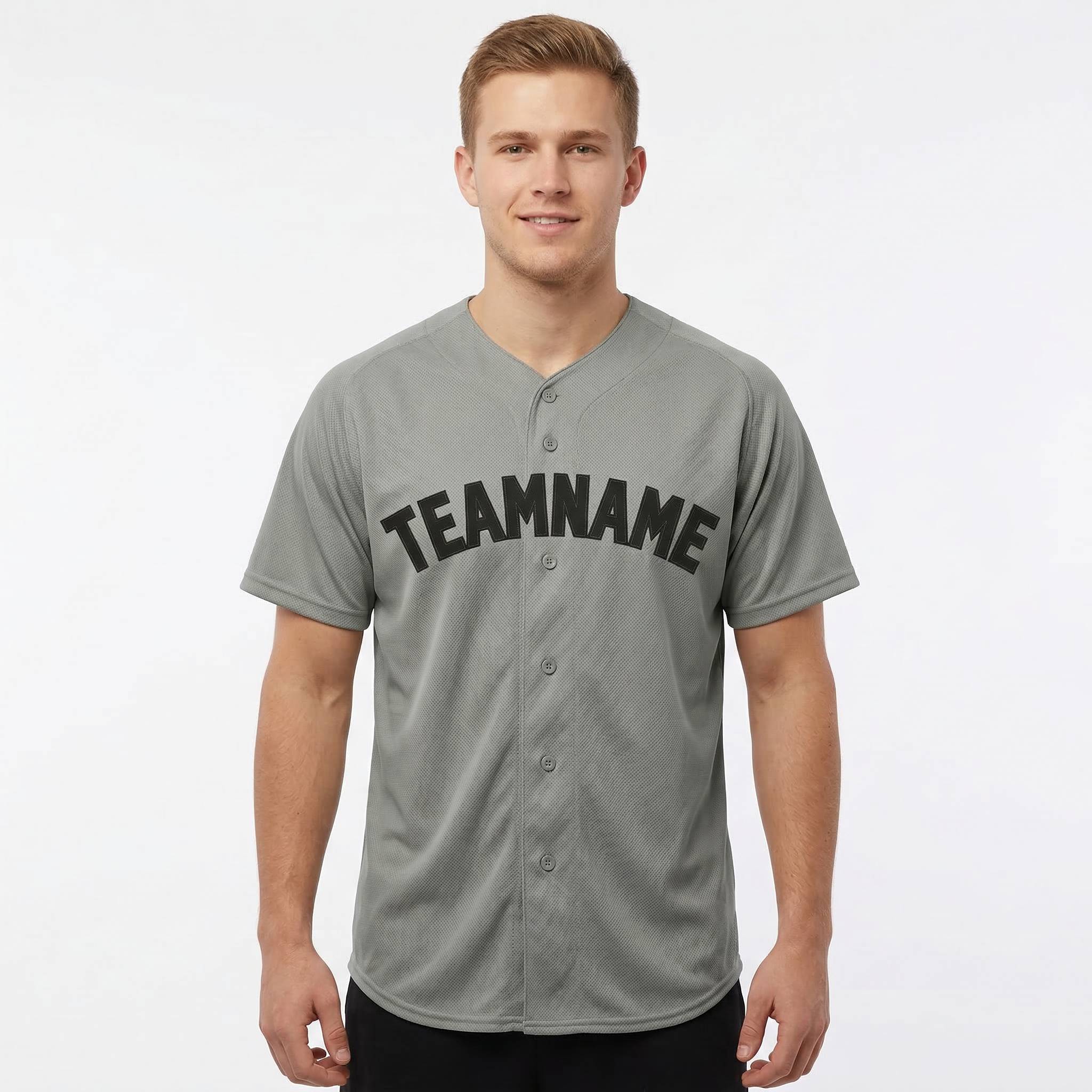 Custom Grey & Navy Blue Classic Fashion Baseball Jersey