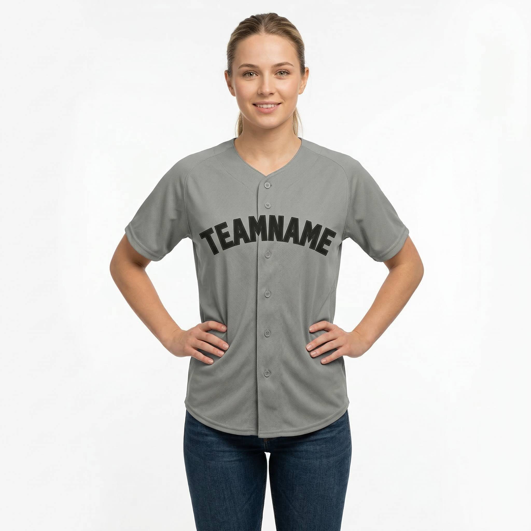 Custom Grey & Navy Blue Classic Fashion Baseball Jersey