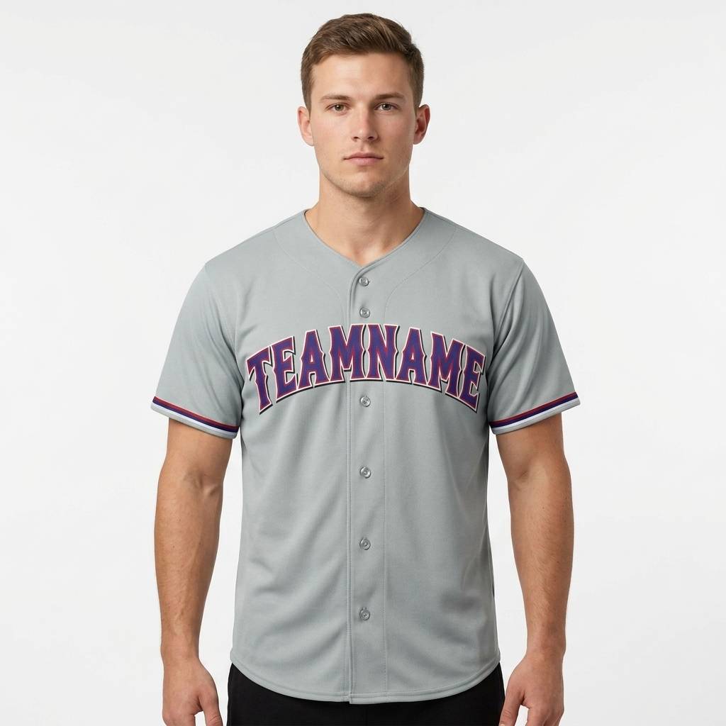 Custom Grey & Navy/White Baseball Jersey