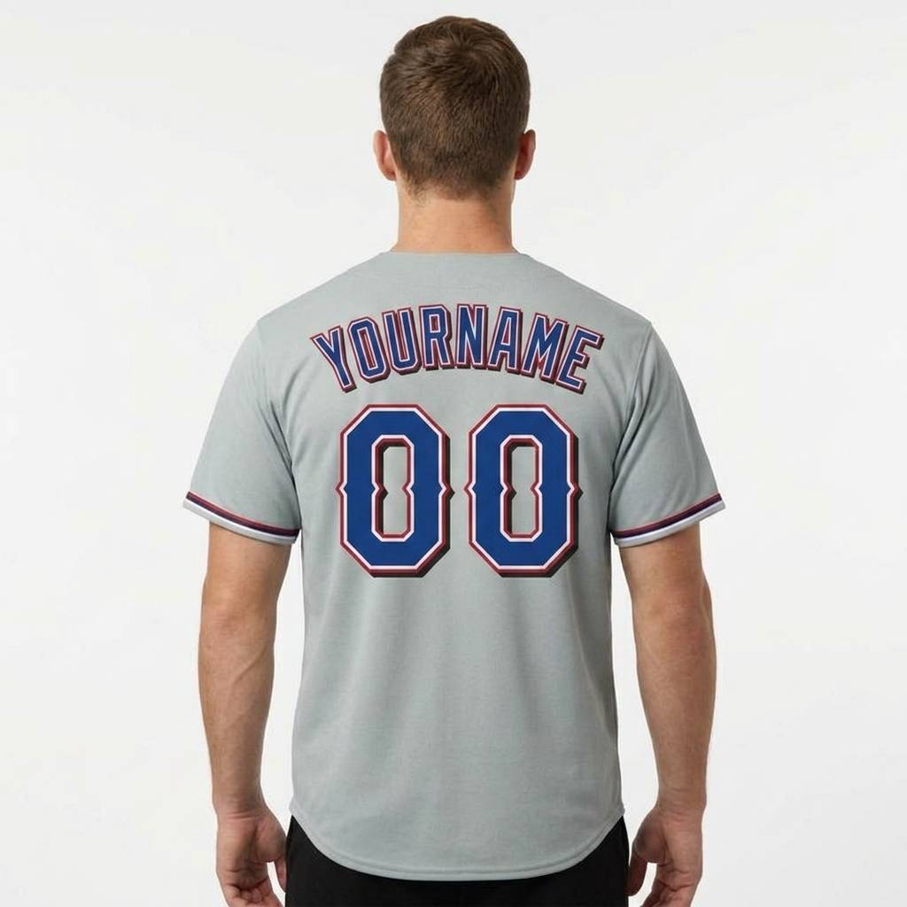 Custom Grey & Navy/White Baseball Jersey