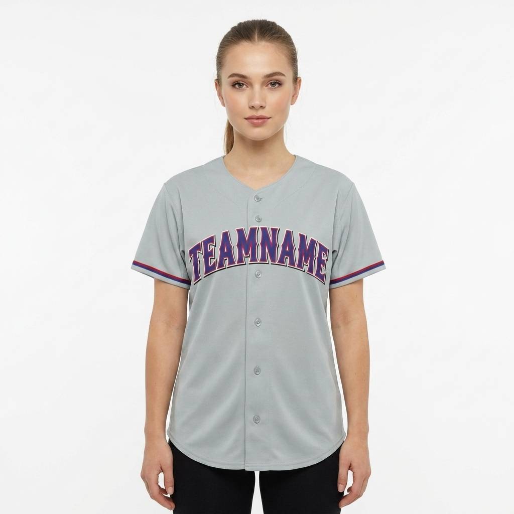 Custom Grey & Navy/White Baseball Jersey