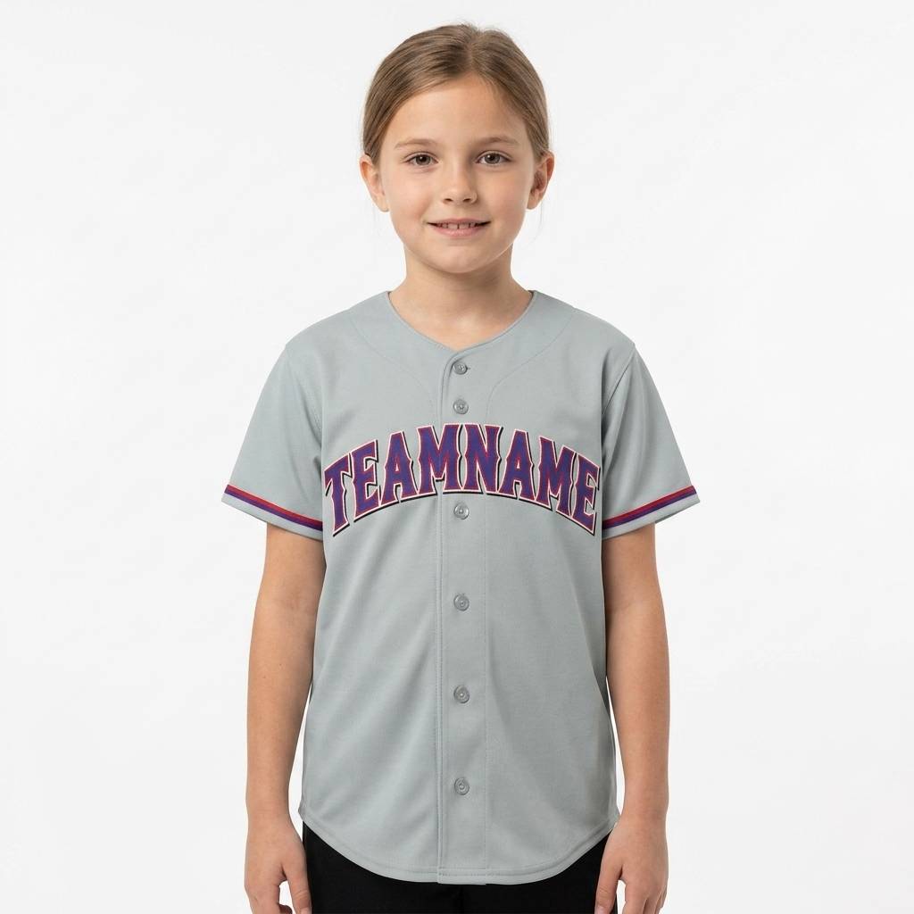 Custom Grey & Navy/White Baseball Jersey