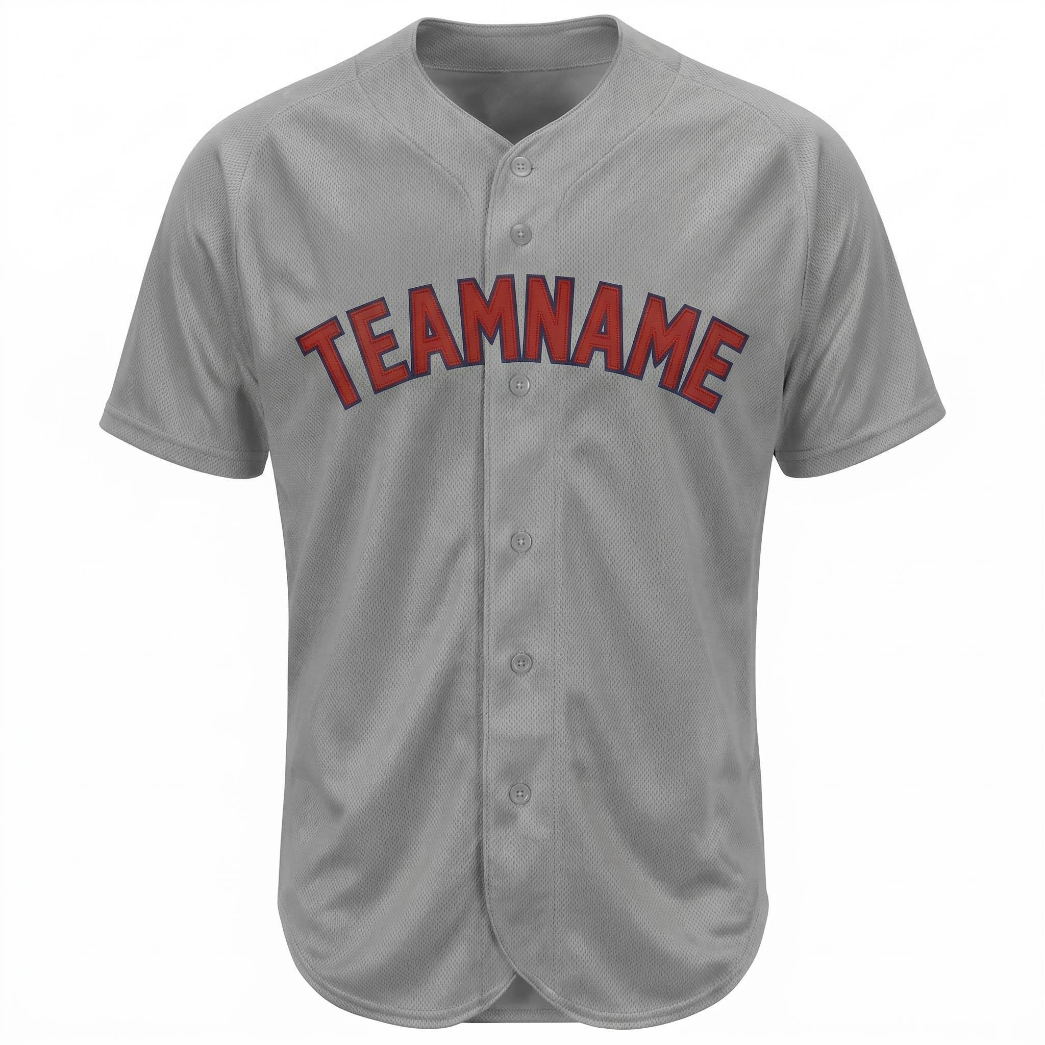 Custom Grey & Red/Navy Classic Fashion Baseball Jersey 