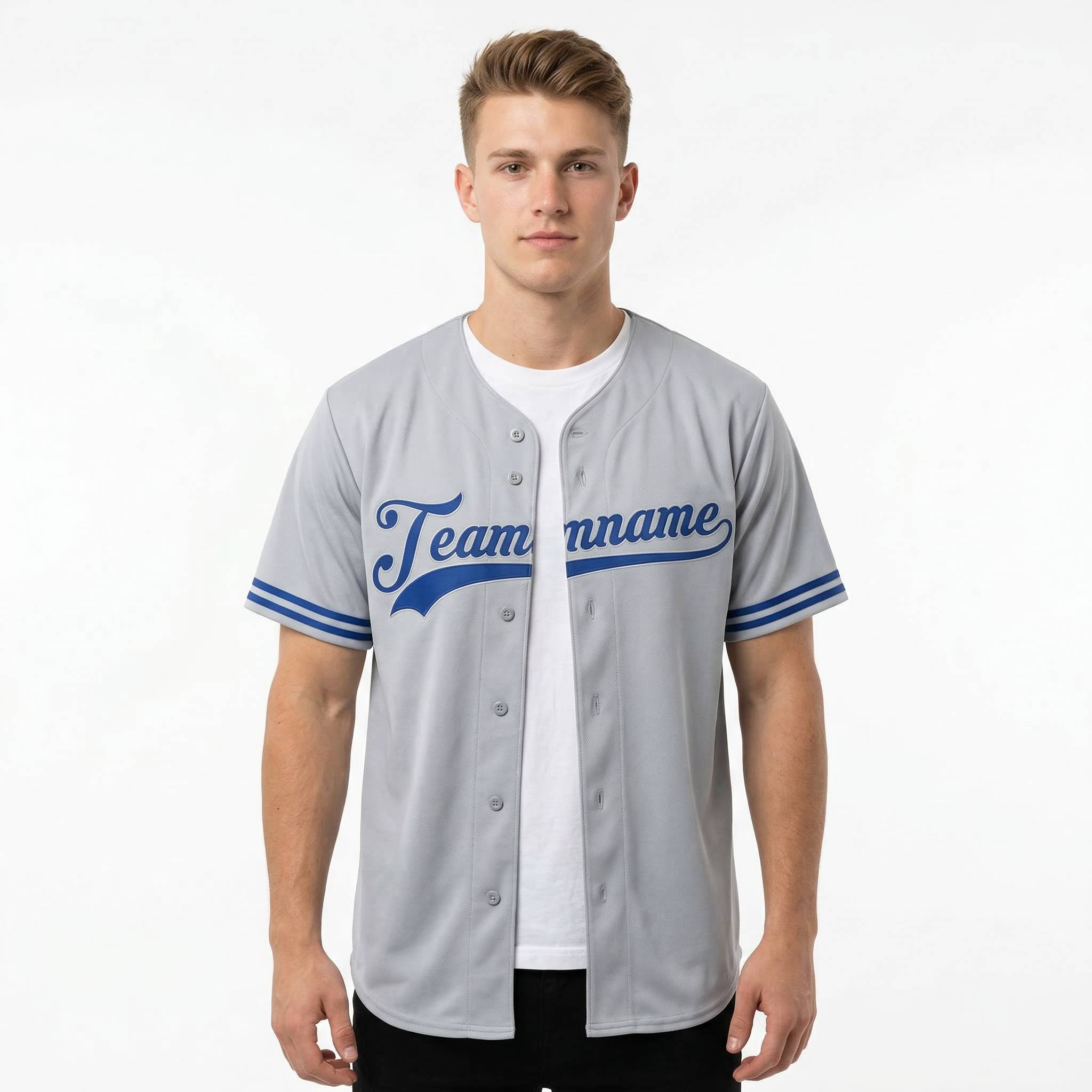 Custom White & Royal Blue Classic Fashion Baseball Jersey