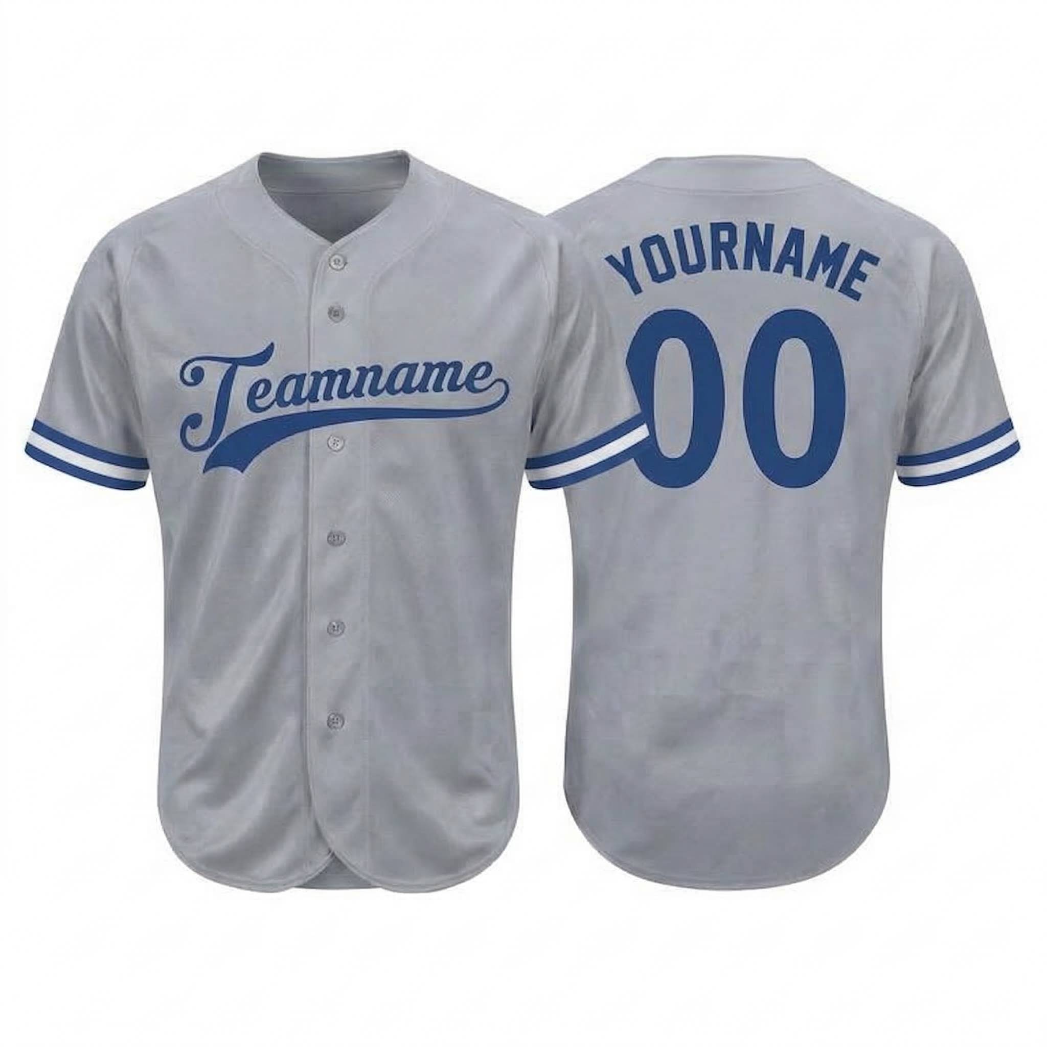 Custom Grey & Royal/White Classic Fashion Baseball Jersey