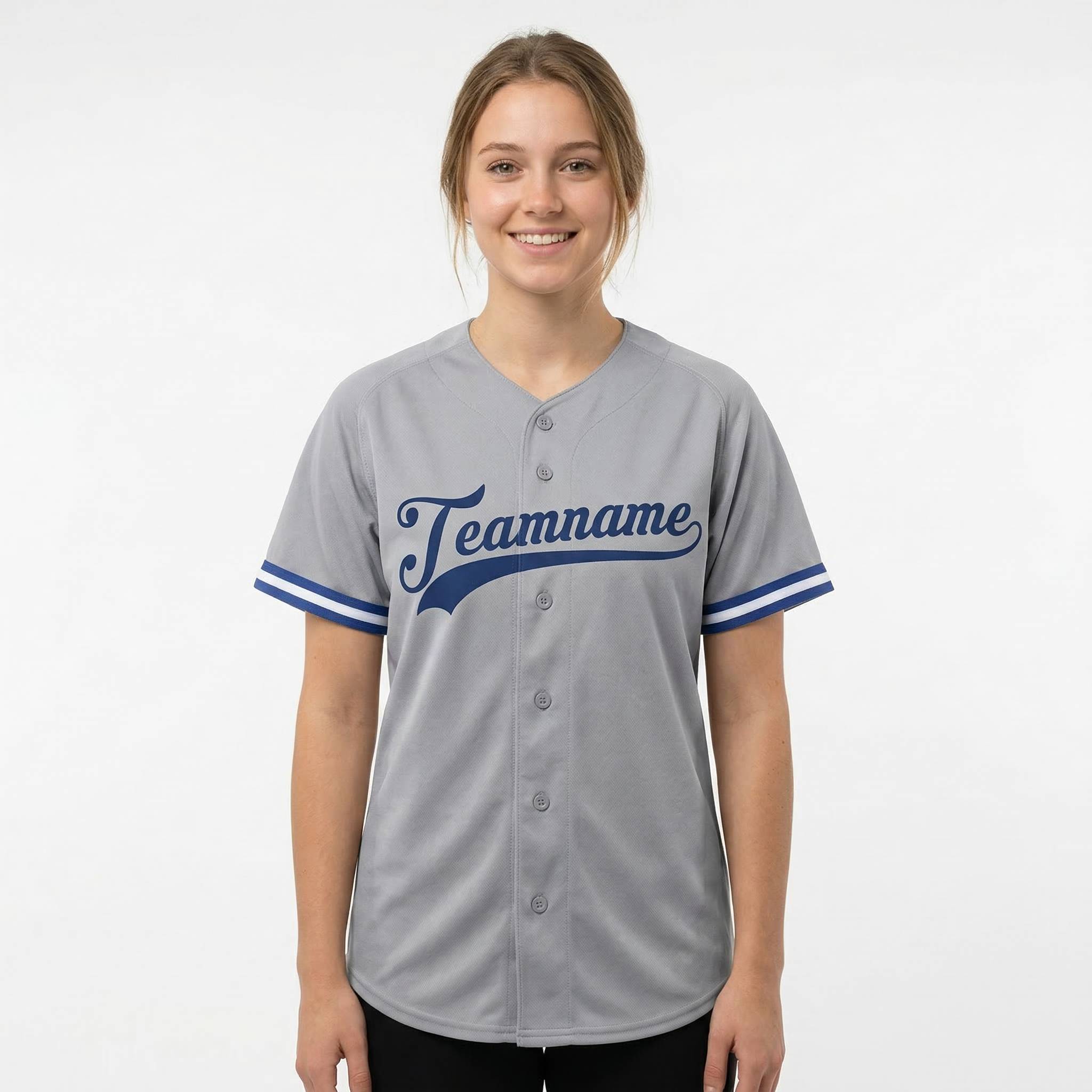 Custom Grey & Royal/White Classic Fashion Baseball Jersey