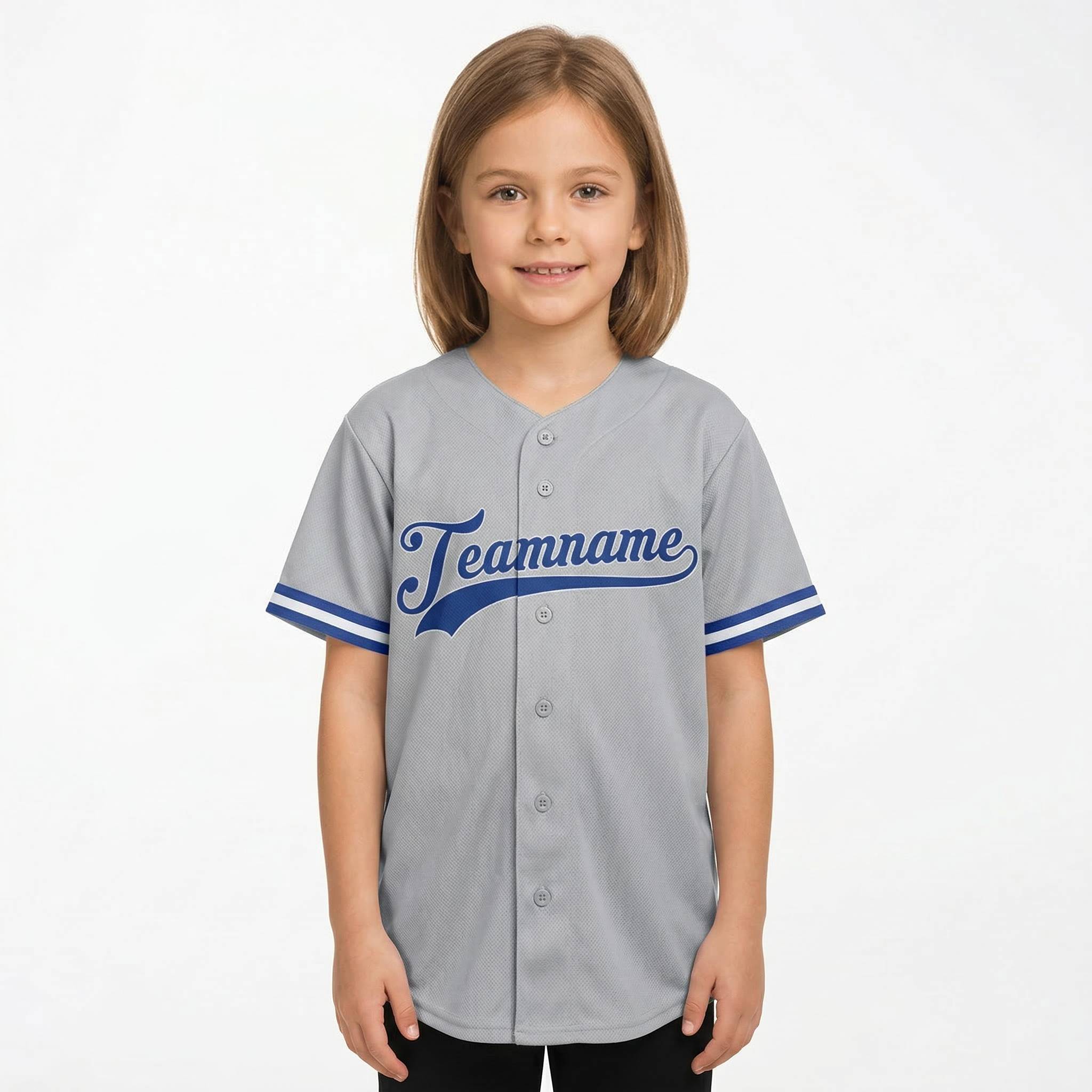 Custom Grey & Royal/White Classic Fashion Baseball Jersey