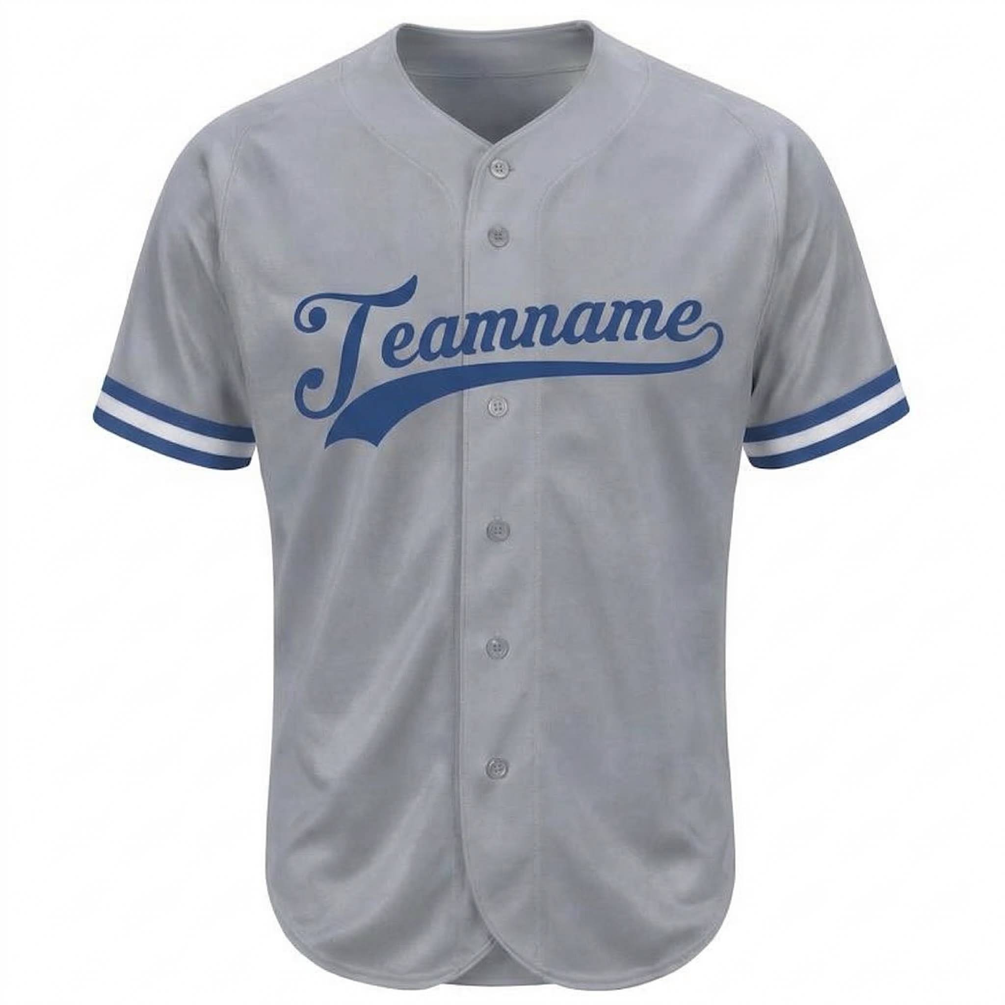 Custom Grey & Royal/White Classic Fashion Baseball Jersey