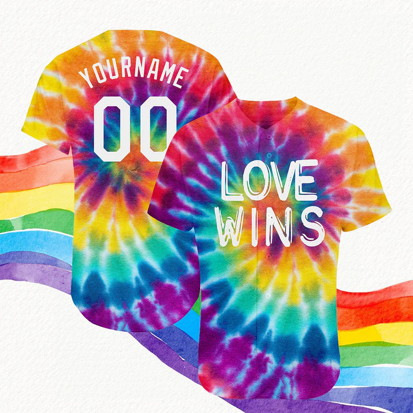 Custom LGBT Rainbow For Pride Love Wins Baseball Jersey