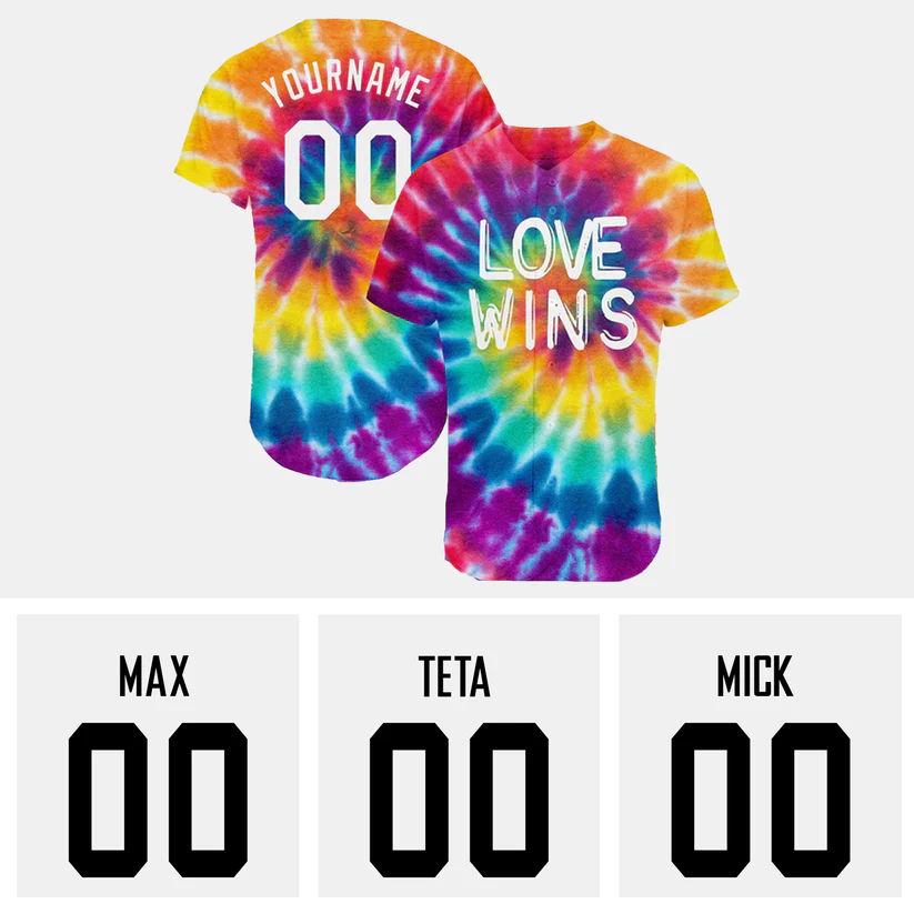 Custom LGBT Rainbow For Pride Love Wins Baseball Jersey